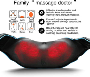 Shiatsu Back Shoulder and Neck Massager with Heat, Electric Deep Tissue 4D Kneading Massage, Best Gifts for Women Men Mom Dad