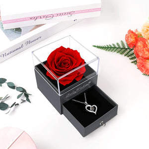 Preserved Flower Birthday Gifts for Women,Red Rose Flowers Mothers Day Rose Gifts for Mom,Valentines Gifts for Her,Fresh Real Rose Flower with Necklace I Love You Gifts for Mom,Wife,Grandma