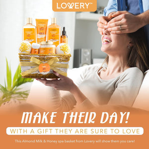 Luxurious Almond Milk & Honey Beauty Gift Set for Women - 10-Piece Spa Self Care Kit for Mother's Day, Birthday, or Anniversary