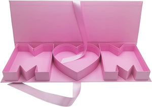 Empty Flower Gift Box Mother'S Day MOM Cardboard Letter Shaped Fillable Chocolate Strawberry Candy Packaging (Mompink)